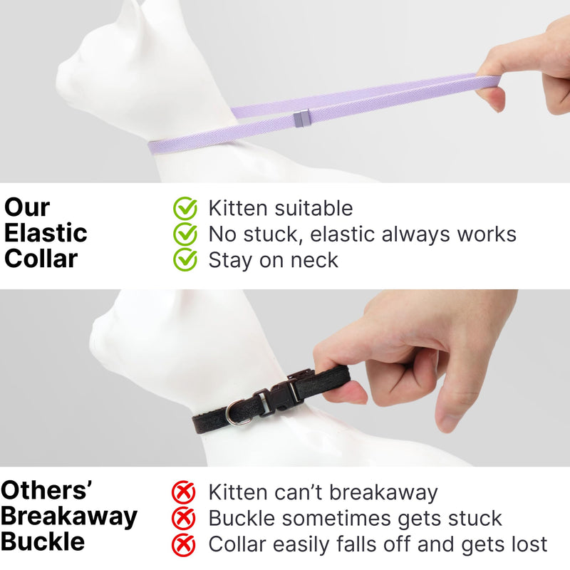 Safety Cat Collar - U.S. IDA Gold Awarding Design, Stretch Elastic Quick Release, Non Breakaway - Light Weight for Kitten, Neck Fit 5.9'-11.8' for All Small Large Cat,S(Sierra Blue) S (5.9-11.8 inch) Sierra Blue - BeesActive Australia