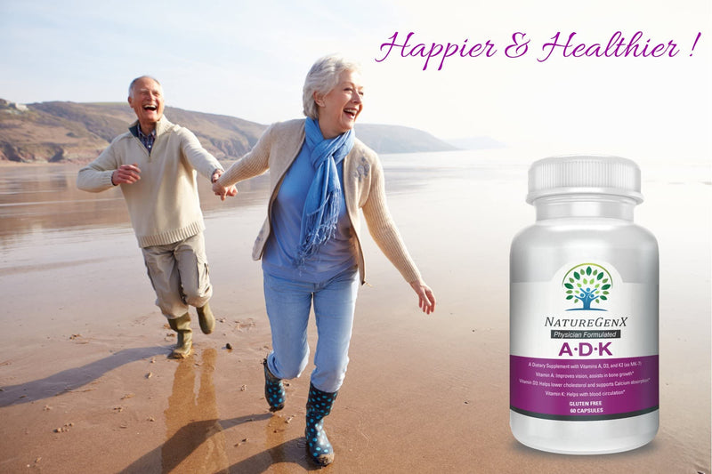 ADK Vitamin Supplement 5000 IU - High Potency Vitamins A, D3, and K2 for Bone Health and Calcium Absorption | Gluten-Free Vitamin ADK Supplement, 60 Day Supply, 60 Capsules 60 Count (Pack of 1) - BeesActive Australia