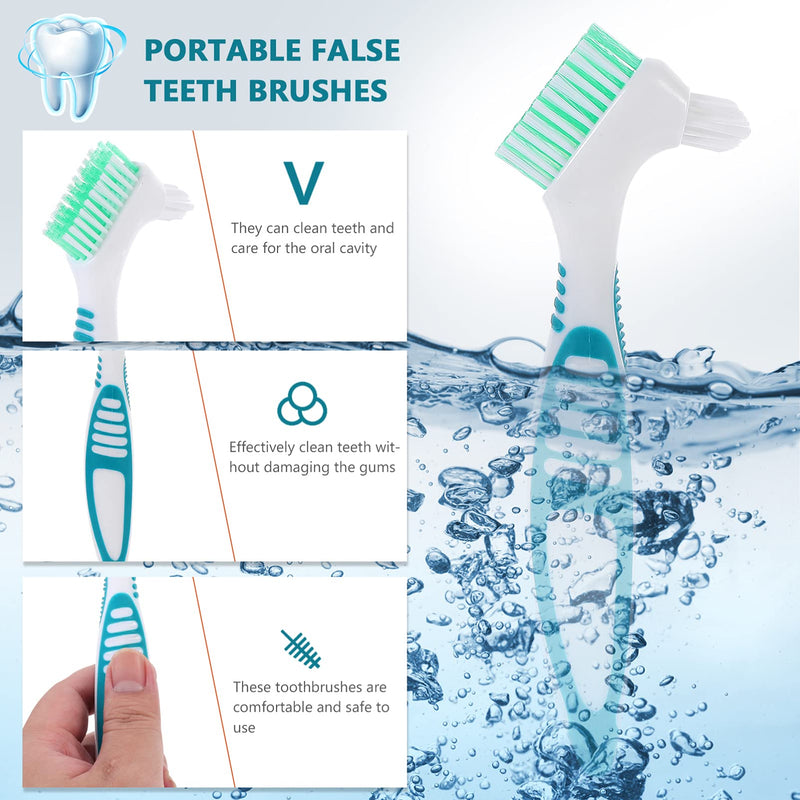Healifty 4 Pcs Hard Denture Brush Double Sided Toothbrush Multi- Layered Bristles Fake Teeth Cleaning Brush Denture Care (Green) Green - BeesActive Australia