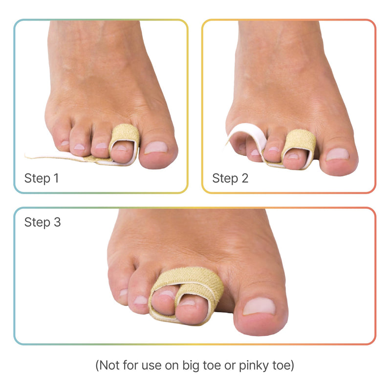 ZenToes Hammer Toe Corrector for Women & Men - Reusable Fabric Buddy Wraps for Broken Toes - Cushioned Toe Splint for Protection & Recovery & Hammertoe Straightener - 4 Count (OSFM, Firm Beige) OSFM (4 Count) Firm Support Beige