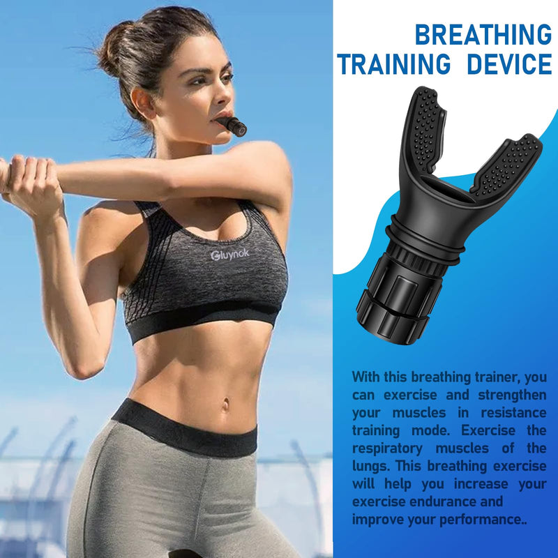 Portable Respiratory Trainer-Exercise Device. Respiratory Muscle Training |Improve Breathing Capacity | Easy to Clean| Adjustable Resistance, Adjustable to Different Fitness Needs (Black) black - BeesActive Australia