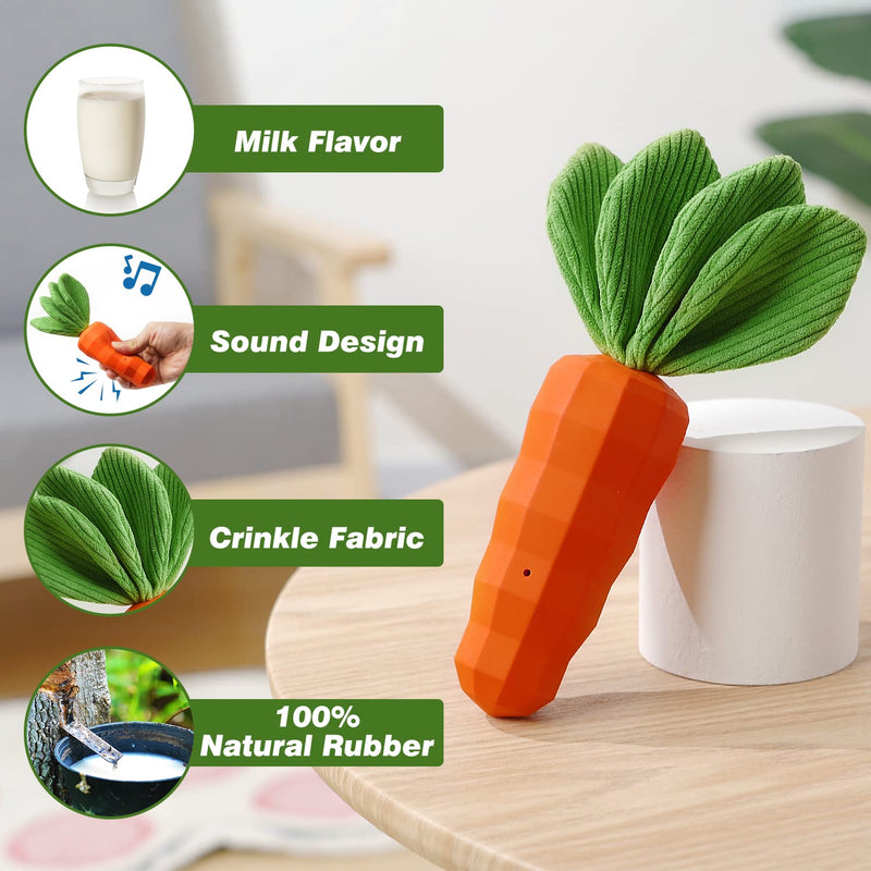 MewaJump Interactive Dog Toys, Durable Dog Chew Toy for Aggressive Chewers Rubber Pet Toy Dog Dental Chew for Small, Medium Breed Orange-Carrot - BeesActive Australia