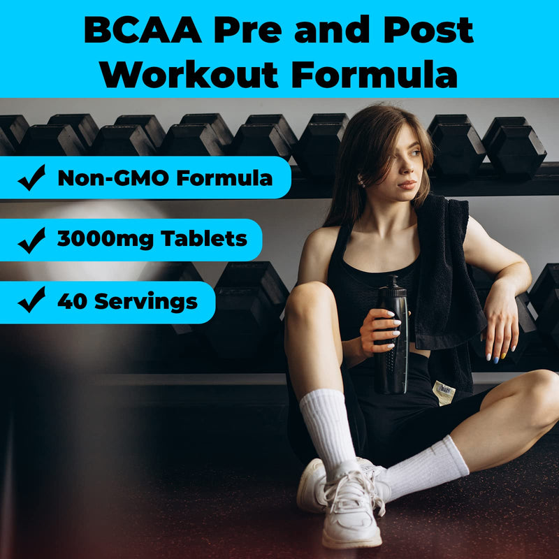 Hybrid Nutraceuticals Nutra BCAA 3000mg Branched Chain Amino Acids Supplements - Sugar Free Pre Workout, Non-GMO, Vegan: 120 Tablets 1