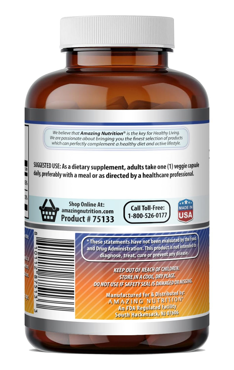 Amazing Formulas Vitamin D3 5000 IU with Vitamin K2 100 Mcg| 250 Veggie Capsules | D3 + K2 Complex | Non-GMO | Gluten Free | Made in USA 250 Count