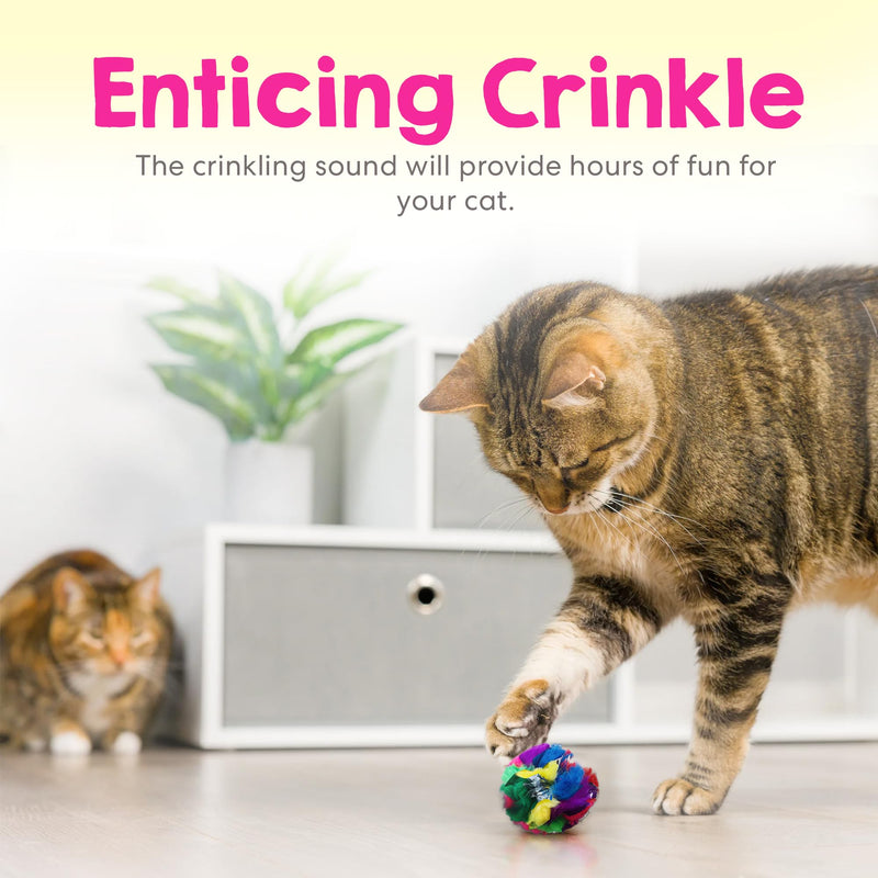 Cat Crinkle Balls 1.5 Inch (4-Pack) - Mini Crinkle Cat Toys for Indoor Cats - Multi-Color Crinkle Cat Toy - Cat Toys Crinkle Balls to Keep Fit and Active - Canadian-Made Crinkle Balls for Cats 4 Pack - BeesActive Australia