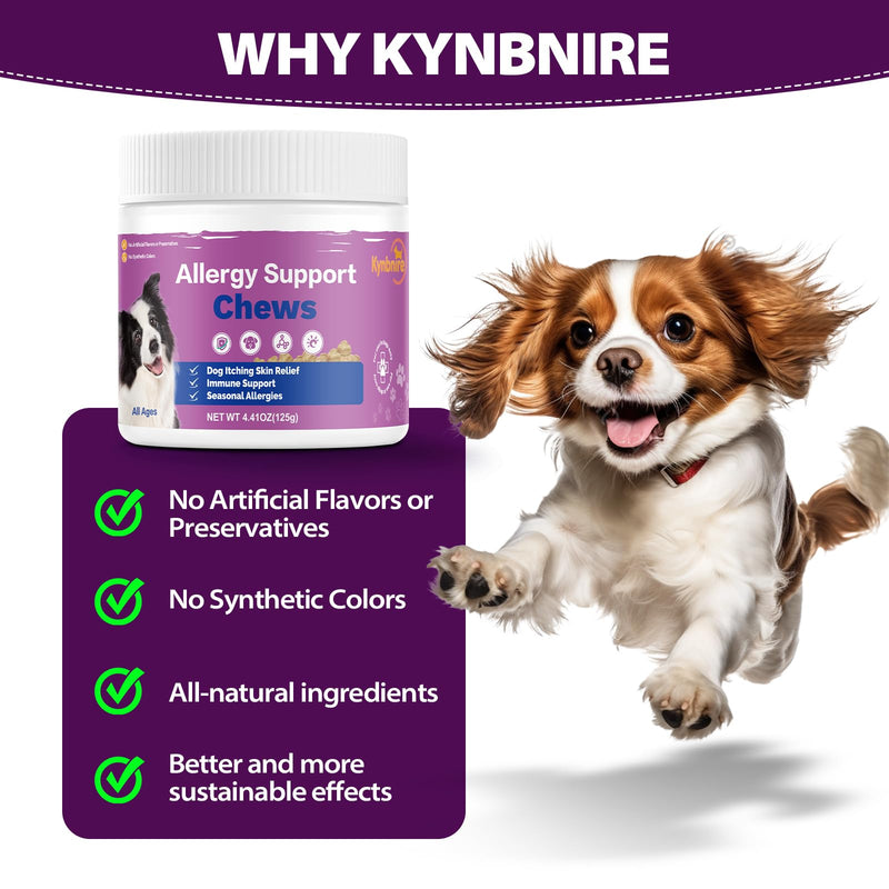 Dog Allergy Chews for Itchy Skin and Seasonal Allergies, Dog Allergy and Itching Skin Relief with Probiotics and Turmeric, Allergy Paw Relief and Dogs Coat Immune -50ct 50ct