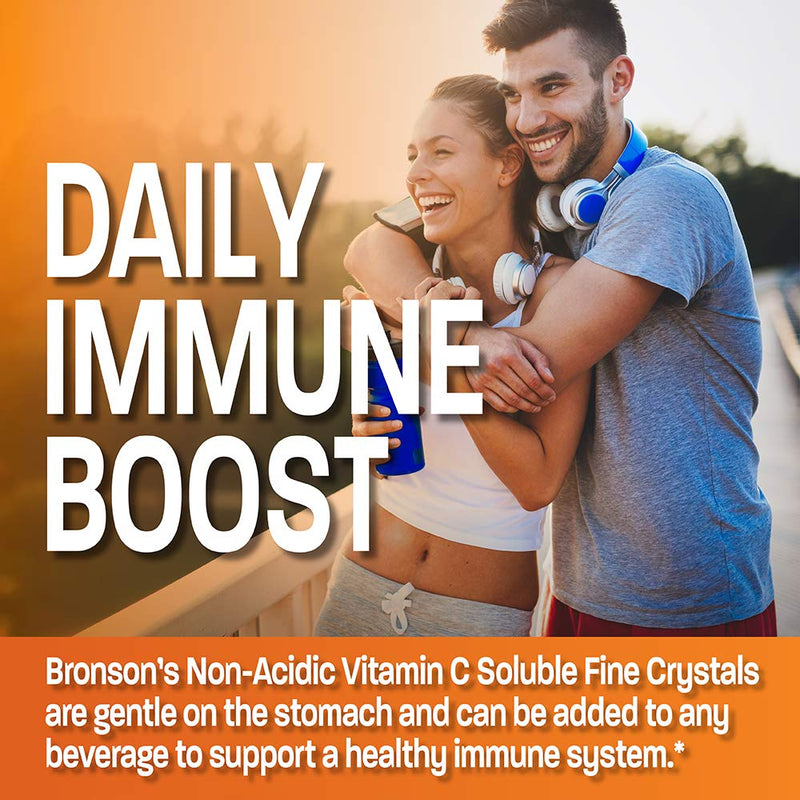 Bronson Vitamin C Powder, Non-Acidic Sodium Ascorbate, 1 lb (16 oz) | 1000 mg per 1/4 tsp (Approx.), Soluble Fine Crystals, Gentle on the Stomach, Antioxidant & Immune Support, Non-GMO Unflavored 16 Ounce (Pack of 1)