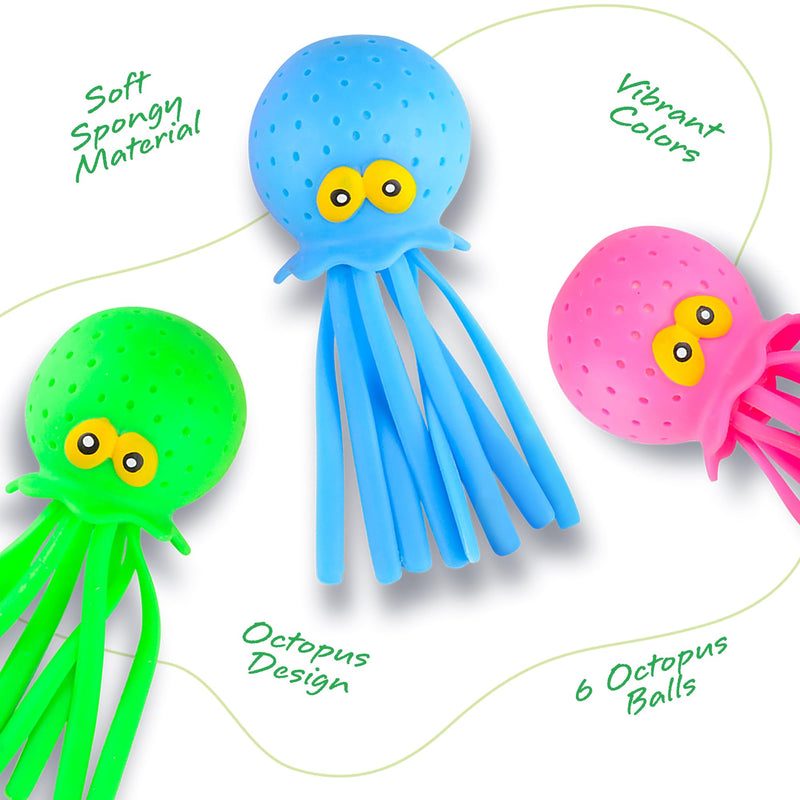 ArtCreativity Octopus Water Balls (Pack of 6), Pool Toys for Toddlers 3-5, Sensory Stress Relief Toy for Kids, Beach Water Toys & Swimming Toy for Toddlers, Cute Goodie Bag Fillers for Boys & Girls 6 Pack