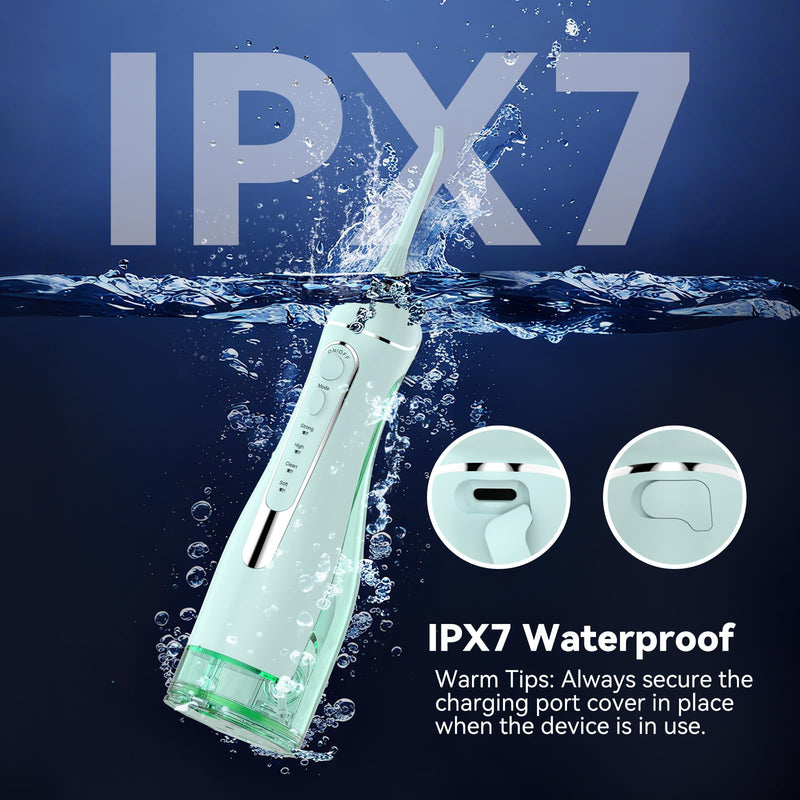 Water flossers for Teeth Pick, Portable Oral Irrigator Dental with 4 Modes 5 Jet Tips, IPX7 Rechargeable Water Tooth Flosser for Braces Sensitive Gum Care, 300ml Tank for Home Travel Use