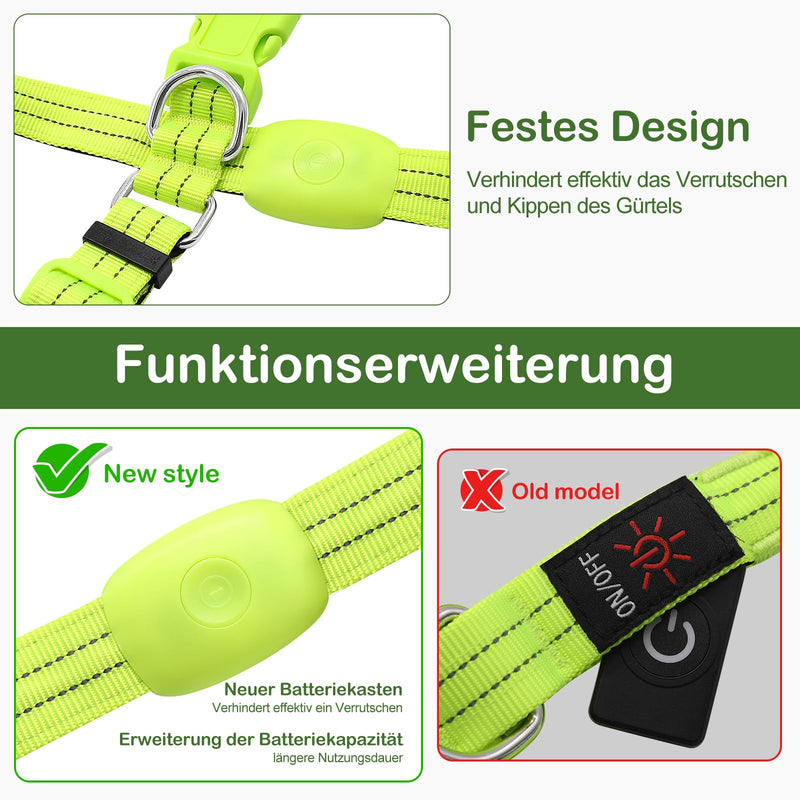 KOSKILL LED Dog Harness Rechargeable Illuminated Dog Harness Glows in the Dark LED Dog Vest Reflective Dog Lights for Night Walks Green L - BeesActive Australia