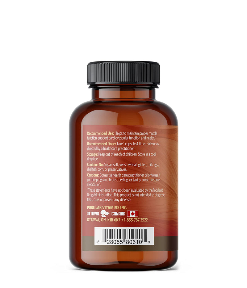 Magnesium Glycinate + Taurine + CoQ10 120 Vegi-Caps by Pure Lab Vitamins Made in Canada
