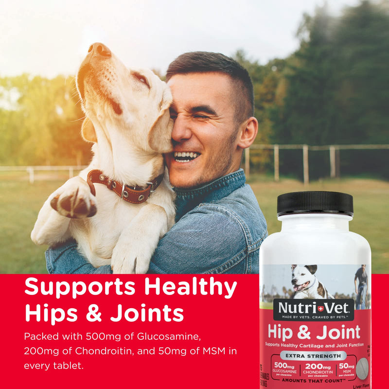 Nutri-Vet Hip & Joint Chewable Dog Supplements | Formulated with Glucosamine & Chondroitin for Dogs | 75 Count - BeesActive Australia