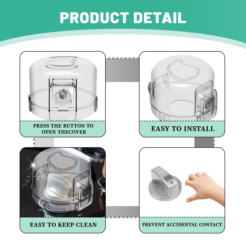 Stove Knob Safety Covers for Child 5-Pack Baby Proofing Kitchen Oven Knob Locks Universal Gas Burners Childproofing White