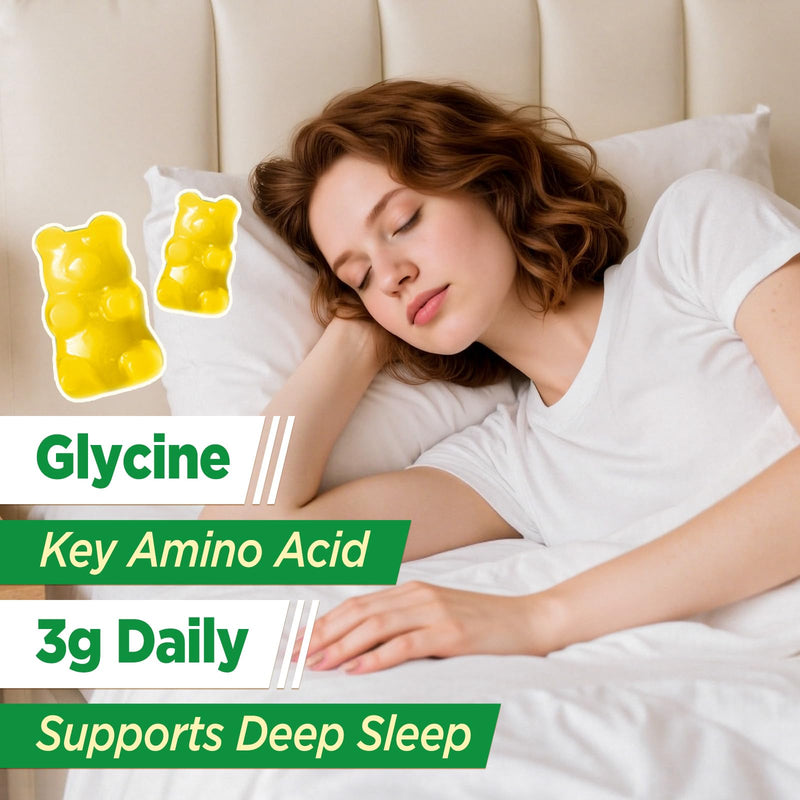 Glycine Gummies, Glycine 3g with Alanine 1000mg for Sleep Muscle Relaxation | Glycine Supplements with L Theanine, GABA, Vitamin B6, Support Adults Sleep, Sugar Free Pineapple Flavor, 60 Gummies 1