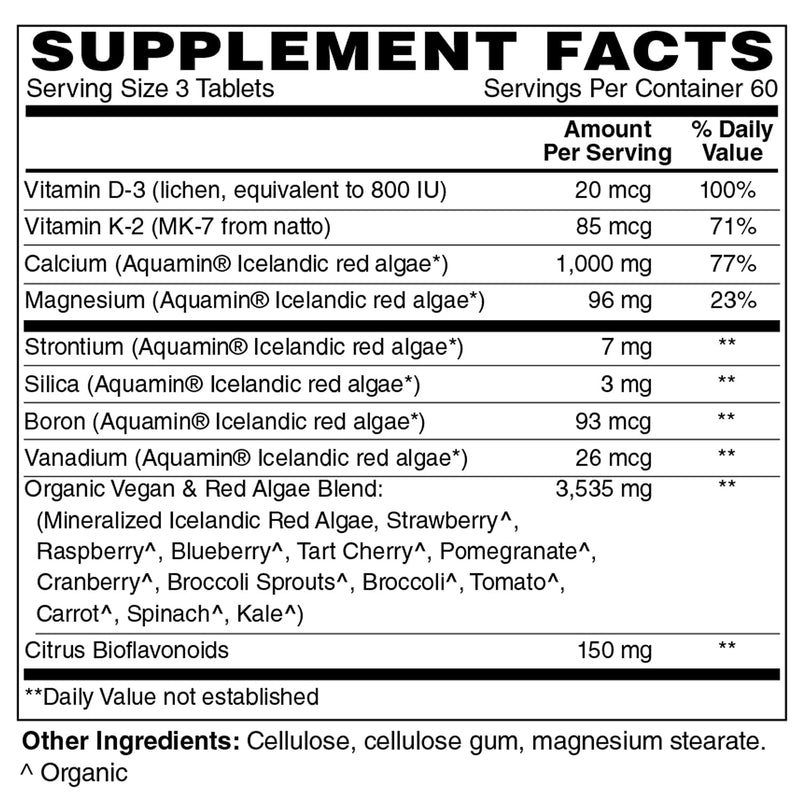 Holly Hill Health Foods Algae Based Calcium 1,000 mg, 180 Tablets 180 Count (Pack of 1)