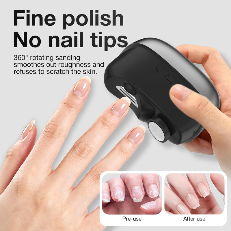 Electric Nail Clipper for Seniors/Adults/Children 2026 New Electric Nail Trimmer Set Dual-FunctionTrimming and Filing System for Thick Nails Toe Nail Clippers Removing Dead Skin and Nail Polish Black