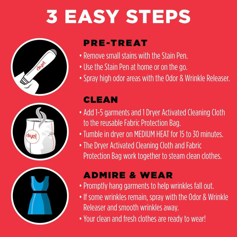 dryel At-Home Dry Cleaner Starter Kit, Gentle Laundry Care for Special Fabrics and Dry-Clean-Only Clothes, 6 Loads 6-load - BeesActive Australia
