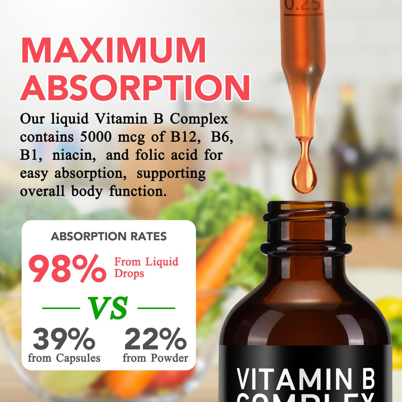 Frovetani Organic Vitamin B Complex,Vitamin b Complex for Women, Vitamin B Complex Liquid, Vitamin B12 Methylcobalamin,Vitamin b6,B1,B9 for Metabolic Health Support, Vegan, Non-GMO, Gluten Free