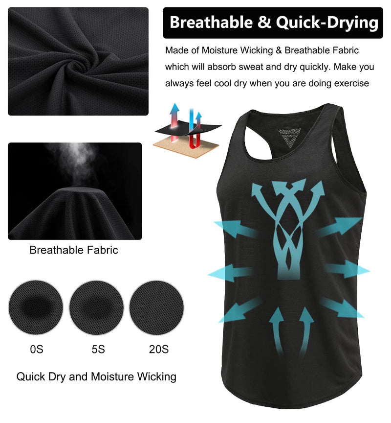 Boyzn Men's 1, 3 or 5 Pack Y-Back Workout Tank Tops, Athletic Muscle Gym Tank Tops, Fitness Bodybuilding Sleeveless T-Shirts Large 3 Pack-black - BeesActive Australia