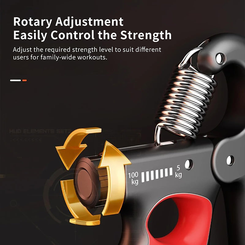 Grip Strength Trainer, Hand Grip Strengthener with Adjustable Resistance 11-220Lbs(5-100KG), Automatic Counter, Ergonomic Design, Forearm Strengthener for Musicians Athletes and Injury Recovery Orange - BeesActive Australia