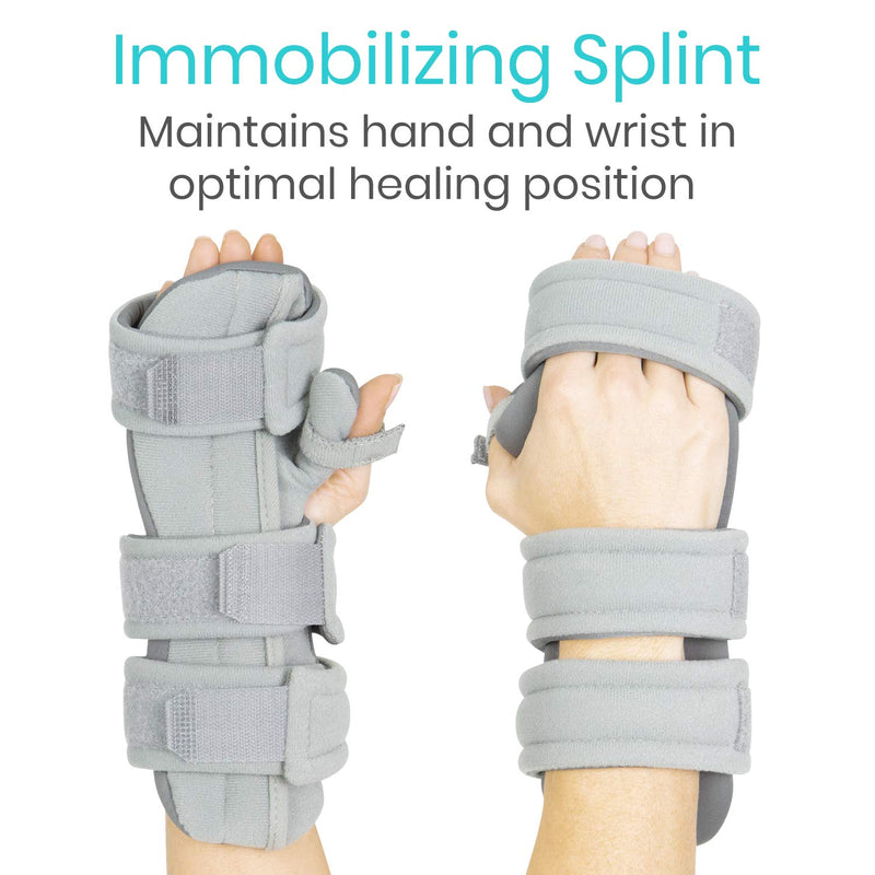 Vive Resting Hand Splint (Right) (w/ Rehab Video App) - Night Immobilizer Wrist Finger Brace - Thumb Stabilizer Wrap - For Arthritis, Tendonitis, Carpal Tunnel Pain - Functional Support For Sprains Fractures (Medium) Medium Right Hand
