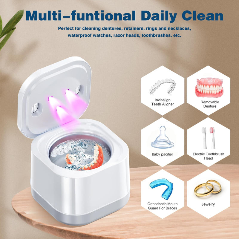 Ultrasonic U-V Retainer Cleaner Machine, 45kHz Ultrasonic Cleaner for Dentures, Retainer, Mouth Guard, Aligner, Toothbrush Head, 200ML Ultrasonic Cleaning Machine for All Dental Appliances - BeesActive Australia