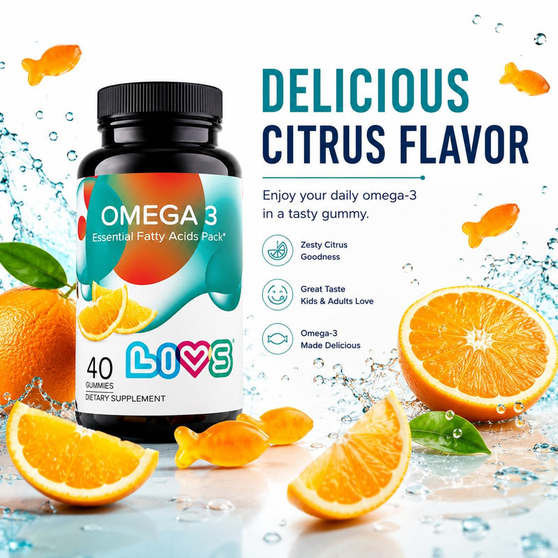 LIVS Vegan Omega 3 Gummies – Plant Based Omega 3 6 9 from Flaxseed Oil – Heart Health, Brain Function, Joint & Eye Support – No Fishy Aftertaste – Non-GMO, Pectin-Based, Kosher & Halal – 80 Count Omega 3 - Adults 40 Count (Pack of 2)