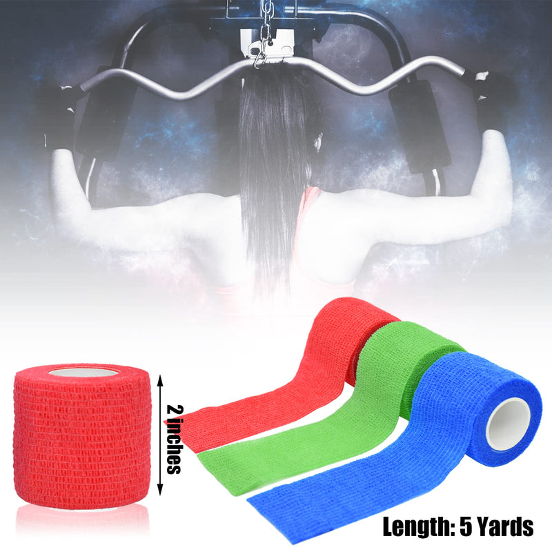 6 Pack 2 Inches Self Adhesive Bandage Wrap Breathable Cohesive Bandage Elastic Tape for Pets, Athletic, Sports, Wrist, Knee, Ankle(5 Yards Per Roll, Mixed Colors) 2 Inch - BeesActive Australia