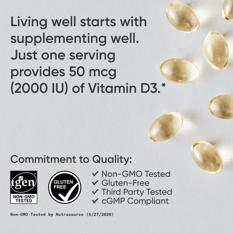 Sports Research Vitamin D3 2000 IU with Coconut MCT Oil - Double Strength Vitamin D Supplement - Non-GMO Verified, Gluten & Soy Free ‚Äì 50mcg, 360 Liquid Softgels 360 Count (Pack of 1) D3 (2,000 IU) - BeesActive Australia