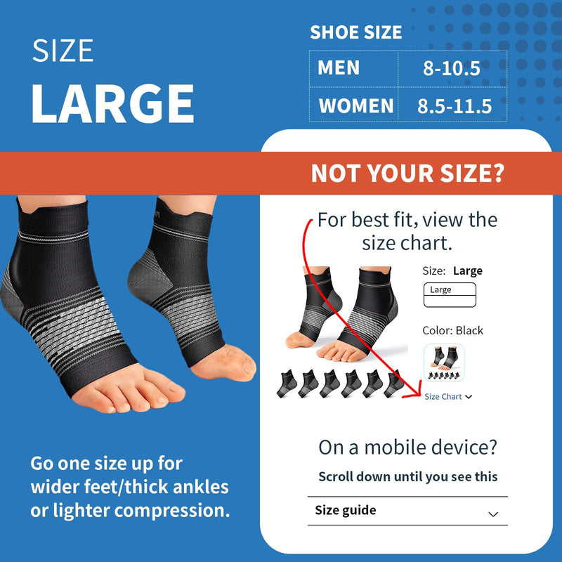 6 Pairs Plantar Fasciitis Socks for Men & Women, Ankle Brace Compression Socks with Arch Support for Achilles Tendonitis, Heel Pain, Swelling & Arthritis Relief, Black, Large Black(6 Pairs) Large(6 Pair) - BeesActive Australia