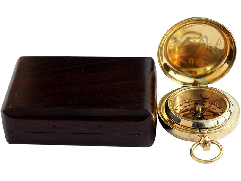 Brass Compass Gift – Push Button Compass Keepsake Gift for Son, Boys, Men, Graduation Gift, Birthday Gift Idea, Inspirational Motivational Gift for Him, Unique Gift Idea, Collectible Desk Decor Brass Compass Gift – Classic Edition 1