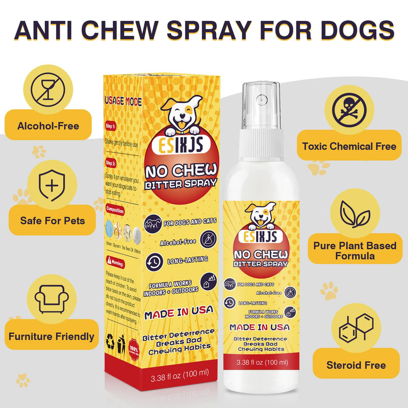 No Chew Spray for Dogs Cats Bitter Apple Spray for Puppy 10.14 Fl Oz Stop Dogs Cat from Chewing Furniture Spray Anti Licking for Dog Cat Yuck Bitter Spray Deterrent for Gentle on Skin Alcohol Free