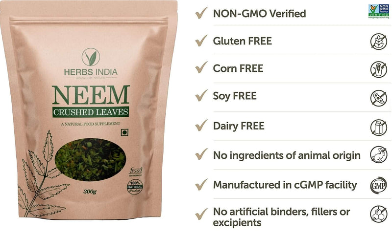 Neem Leaves Crushed (Not Powder), Good to Make Fresh Neem Leaf Tea 300 Grams (10.6 Oz), Herbal Supplements - HerbsIndia 10.6 Ounce (Pack of 1)