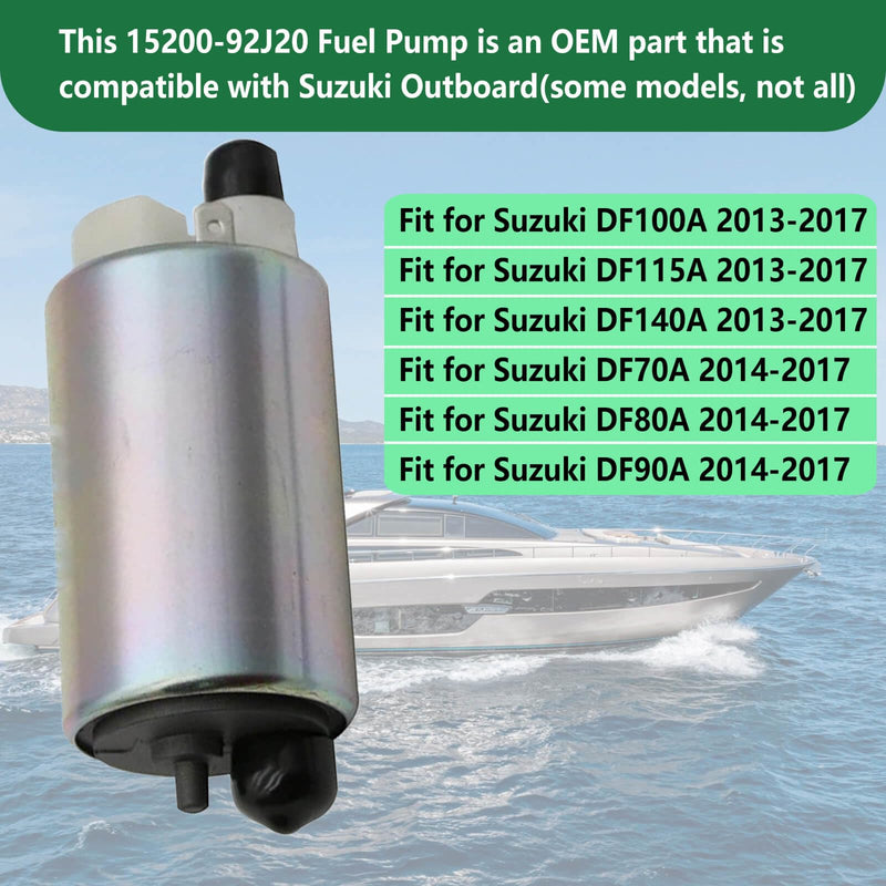 Fuel Pump 15200-92J20, 15200-92J00 Compatible with Suzuki Outboard DF70 DF80 DF90 DF100 DF115 DF140 HP 4-Stroke 2013-2017, EFI Marine Engine Replacement, Boat Fuel Pump