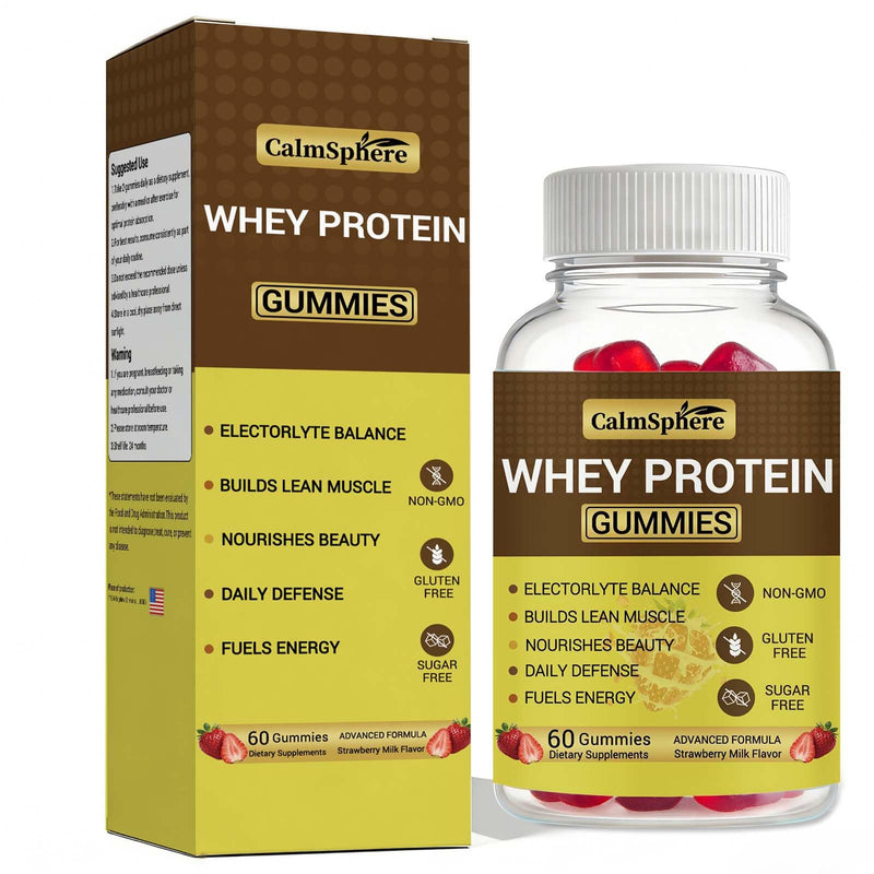 Whey Protein Gummies for Women & Men - 10g Sugar Free High Protein Gummies - Clean Hydrolyzed Whey Protein Isolate Supplement for Muscle Recovery - Strawberry Milk, 60 Ct