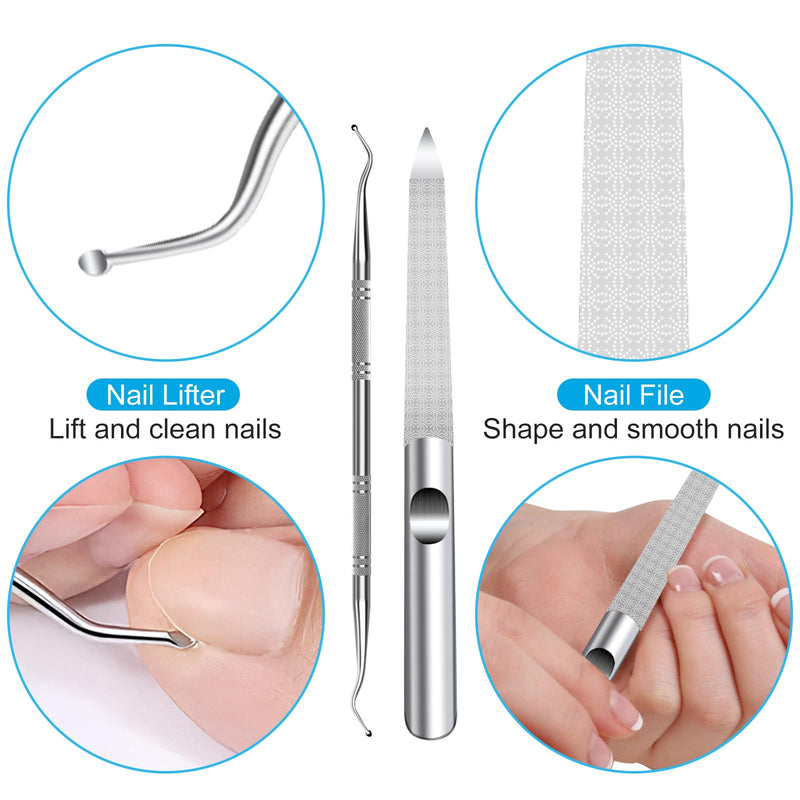 2026 Toenail Clippers for Thick Toenails for Seniors, Angled Head Large Toe Nail Clippers Set for Men, Heavy Duty Ingrown Toenail Clippers with Long Handle, Ultra Sharp Slanted Nail Cutter Wide Jaw 5PCS Toenail Clippers - BeesActive Australia
