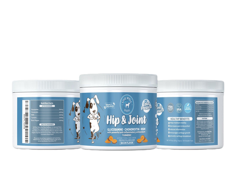 Hip & Joint Chew for Dogs - Now with Turmeric and Black Pepper - Pet Products with Glucosamine, Chondroitin, & MSM + Vitamins C and E for Dog Joint Relief – 120 Count - PawsPlanet Australia