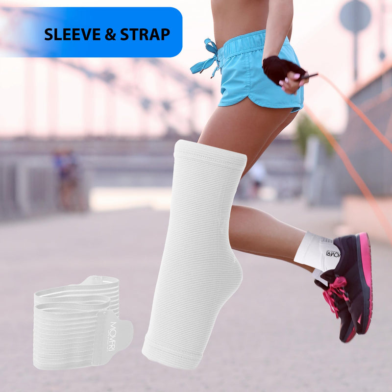 Ankle Brace for Men and Women – Adjustable Compression Support Sleeve with Adjustable Strap, Ankle Support for Sprained Ankle, Plantar Fasciitis, Achilles Tendonitis, Ideal for Sports, One Size White - BeesActive Australia