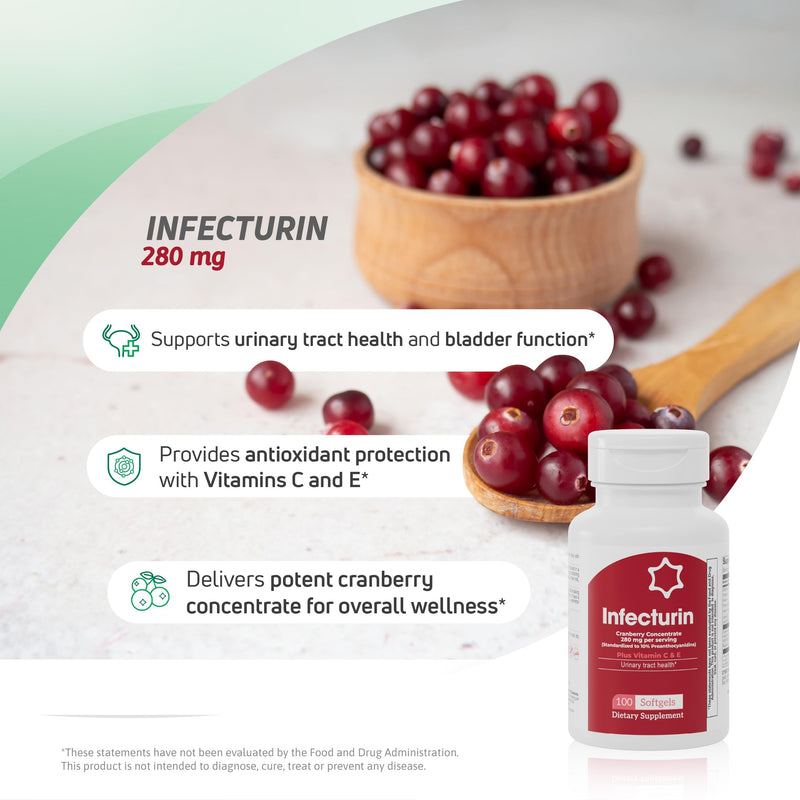 Cranberry 280 mg with Vitamin C & E Urinary Tract Support 100 Count