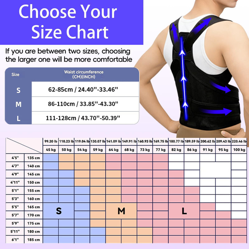 Back Brace Posture Corrector for Women and Men, FSA&HSA Eligible, Improve Posture, Relief for Upper and Lower Back, Lumbar, Neck, Shoulder Pain,Scoliosis & Hunchback Support Large(43.7"-50.39") - BeesActive Australia