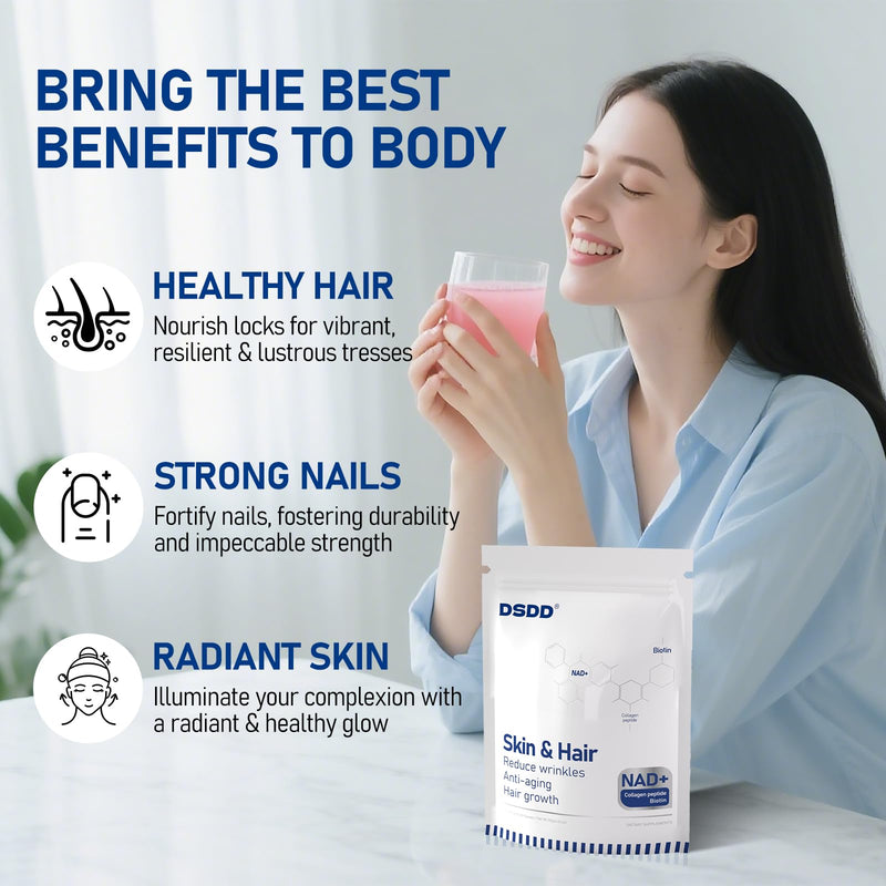 Biotin Supplement for Supports Healthy Hair, Skin & Nails, Hair Growth Vitamins for Women & Men with 1000mcg Biotin, 1000mg NAD+, Collagen, Sodium, Non-GMO & No Gluten 20 Servings 4.23 Ounce (Pack of 1)