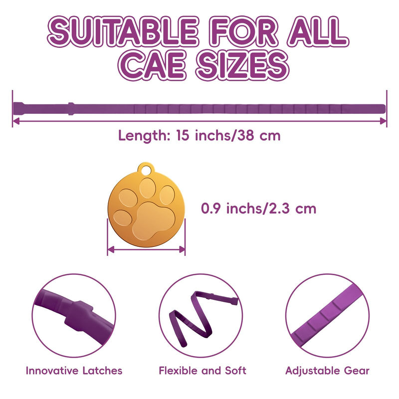 Calming Collar for Cats, 4 Packs Adjustable Calming Cat Collar with Pheromone Scent, with Yellow Gold Pendants, 120 Days Calm Relief for Anxious Cats, 15 Inch, Purple