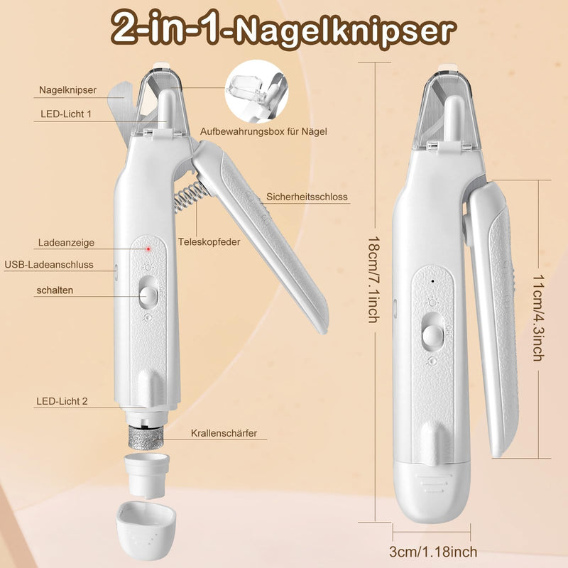 Lottsall Dog Claw Trimmer with Light, 2 in 1 Quiet Paw Trimmer for Dogs, Professional Nail Trimmer, Sharp Blade, Safe for Dogs, Cats - BeesActive Australia