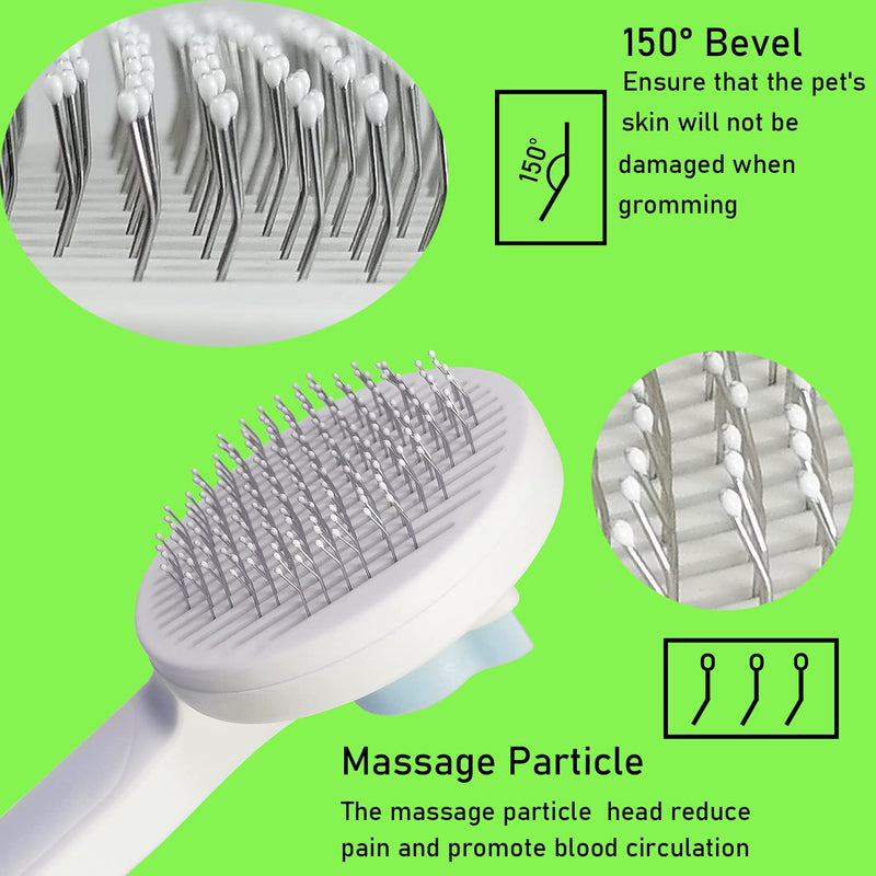 Cat Brush Dog Brush for Short Hair and Long Hair, Self-Cleaning Slicker Dog Brush for Pets Removes Loose Hair Tangles, Pet Comb with Massage Particles is Skin-Friendly (Blue) Blue - BeesActive Australia