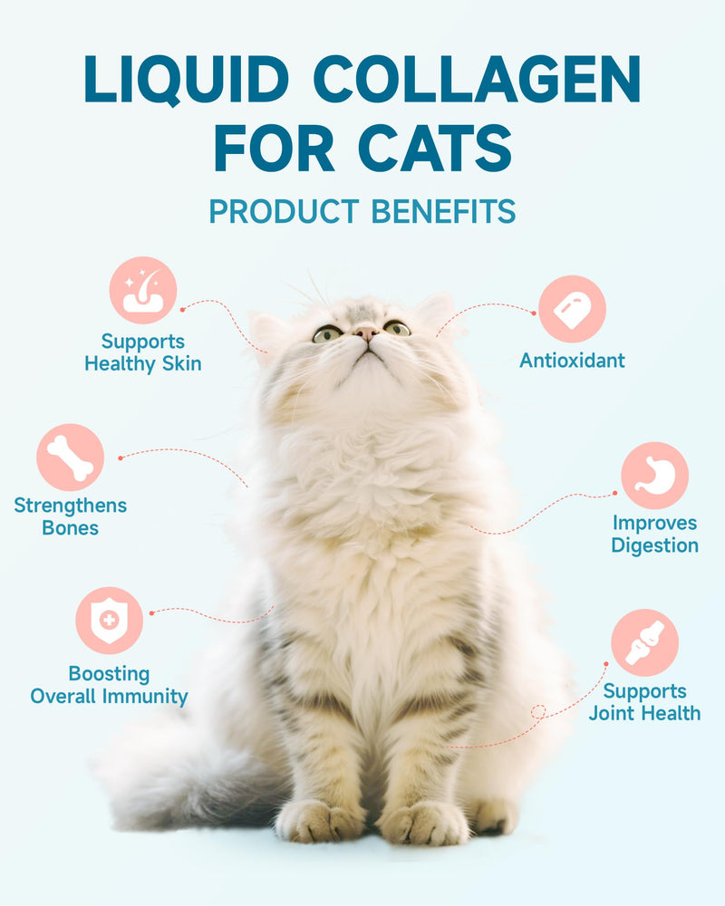 Collagen for Cats - MSM, Glucosamine, Biotin, Omega-3, MCTs + Hairball Remedy for Cats - Cat Hairball Treatment, Digestive Support, Furball Control