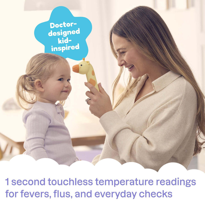 Baby Thermometer for Kids & Infants – Digital Infrared No-Touch Forehead & Ear Thermometer, 3-in-1 Contactless Thermometer with Fever Indicator, Fever Buddy Giraffe