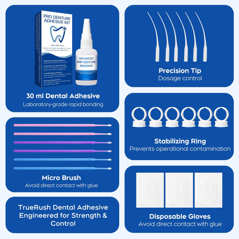 Dental Lab Instant Bonding Glue for Dentures & Lab Tools – Fast-Setting in 15–60 Sec | Denture Crack Repair & Gap Filling | Controlled Gel Formula | 1oz white