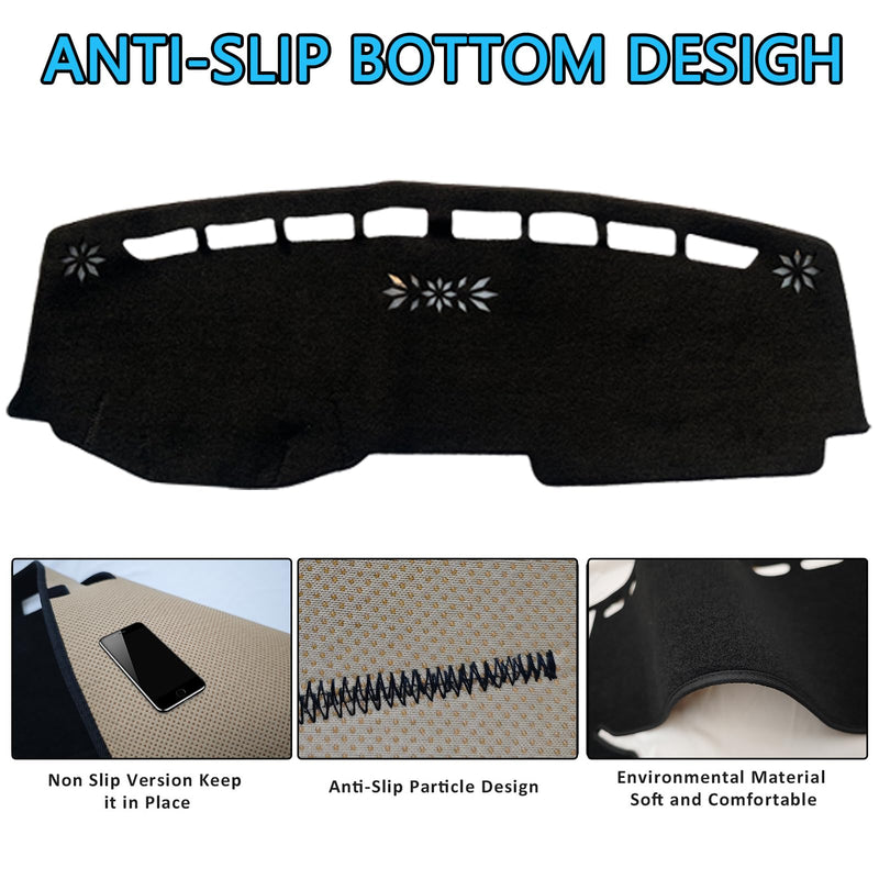 Dash Cover Mat for 2022-2024 2025 Jeep Compass Dashboard Cover Mat Dash Carpet Protector Custom Fit Center Console Cover Sunshade Protector Compass Accessories Pad No Glare (Black) for Compass 2022-2025