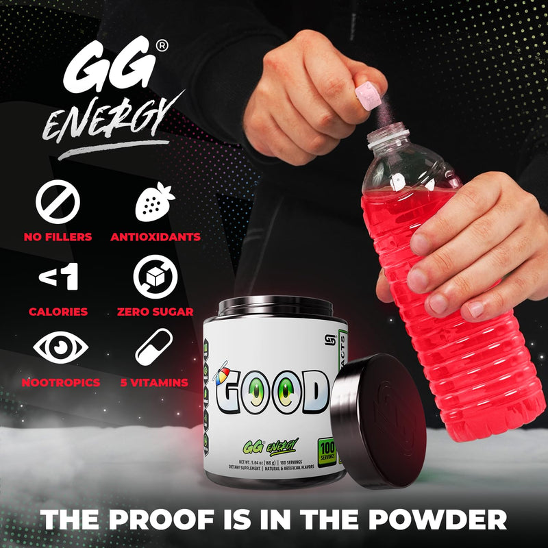 Gamer Supps GG Energy - Good by SMii7Y (100 Servings) - Keto Friendly Gaming Energy and Nootropic Blend, Sugar Free + Caffeine + Vitamins + Immune Support, Powder Drink