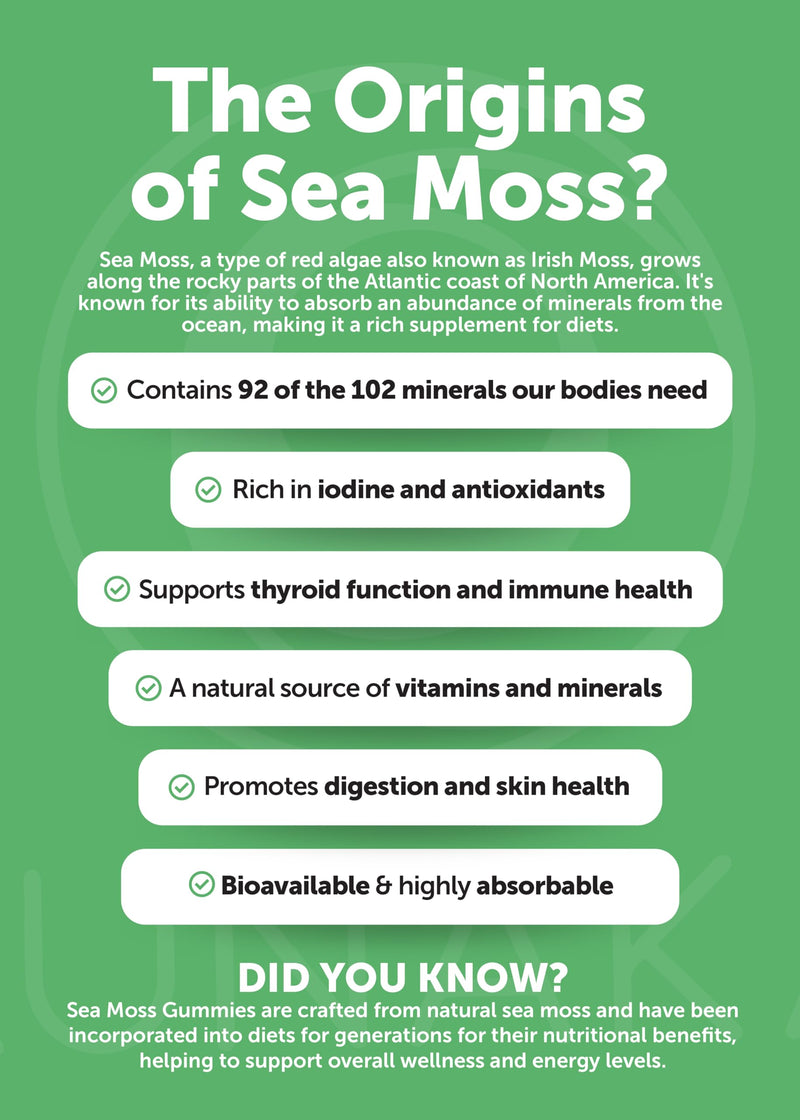 Lunakai USA Made Irish Sea Moss Capsules with Black Seed Oil, Ashwagandha, Burdock Root & Bladderwrack, 60ct